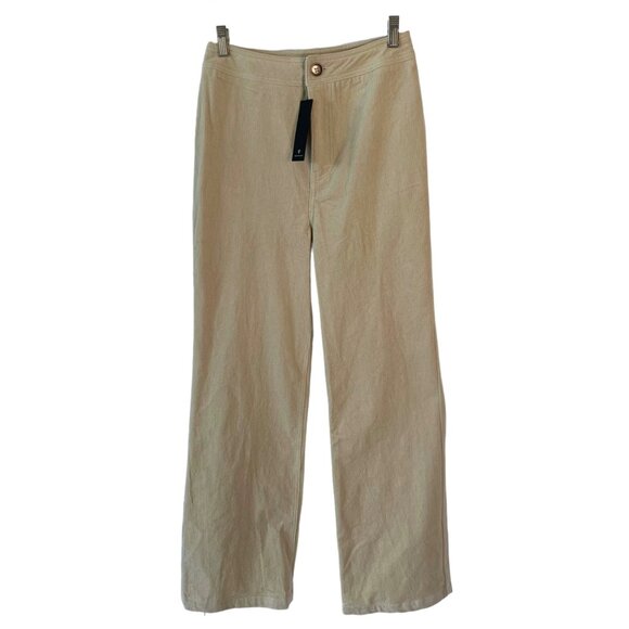 LULU'S Cream Retro Cuteness Corduroy High-Waist Straight Leg Pants NWT Small - Picture 4 of 10